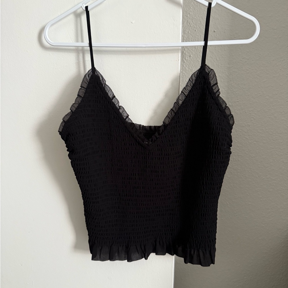 Aritzia Black Ruffled Camisole
